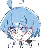 artist:kuriimu blushing character:mitty glasses // 3441x4096 // 734KB