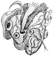 ahoge artist:brainspike badger character:lucky_charm heart mushroom snake valentines_2025 // 763x800 // 691KB